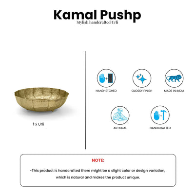 ExclusiveLane 'Kamal Pushp' Iron Decorative Urli Bowl (Hand-Etched, 25.2 Cm)