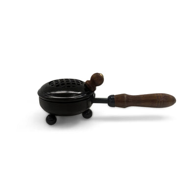 ExclusiveLane 'Zeenat' Iron & Wood Dhoop Dani Incense Burner (Hand-Etched, 7.8 Cm)