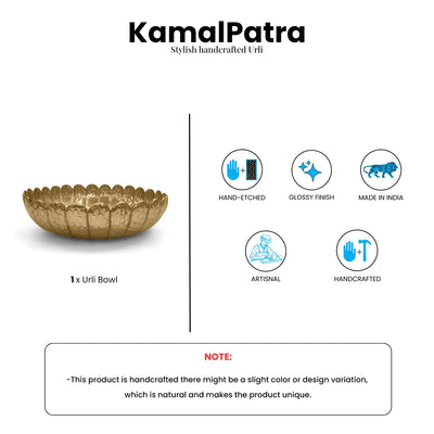ExclusiveLane 'KamalPatra' Aluminium Urli Bowl (Hand-Etched, 6.4 Cm)