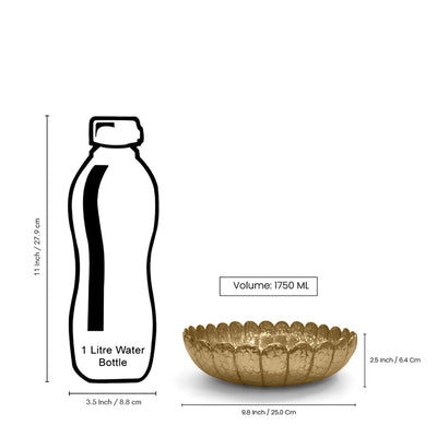 ExclusiveLane 'KamalPatra' Aluminium Urli Bowl (Hand-Etched, 6.4 Cm)