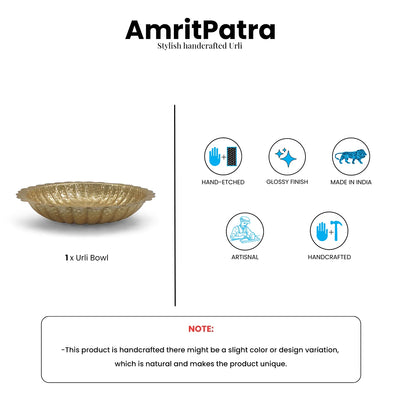ExclusiveLane 'AmritPatra' Aluminium Urli Bowl (Hand-Etched, 4.4 Cm)