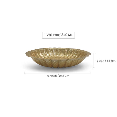 ExclusiveLane 'AmritPatra' Aluminium Urli Bowl (Hand-Etched, 4.4 Cm)