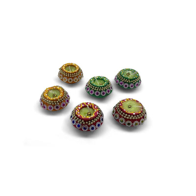 ExclusiveLane 'Deepotsav' Terracotta Decorative Diyas (Set Of 6, Handpainted, Multicoloured)