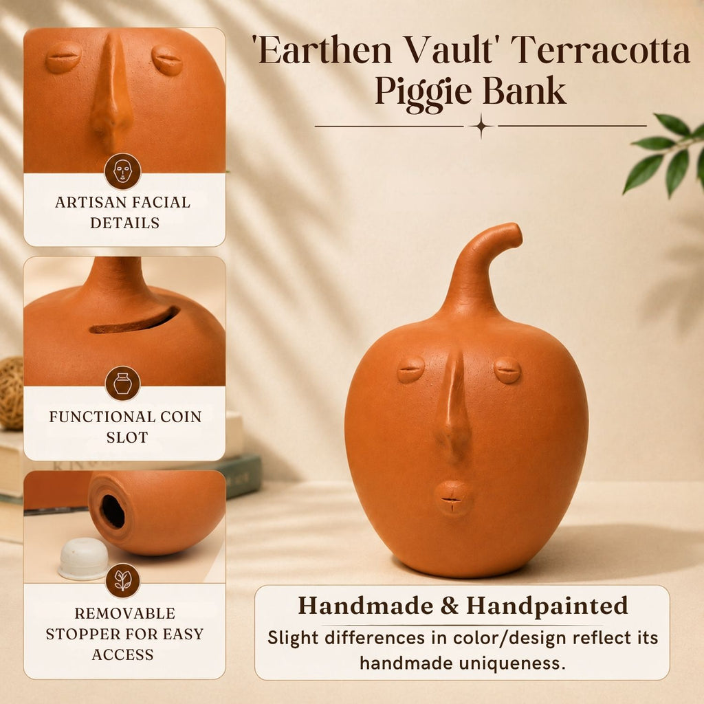 Earthen Vault Terracotta Decorative Piggie Bank/Showpiece (19.0 cm, Handmade)