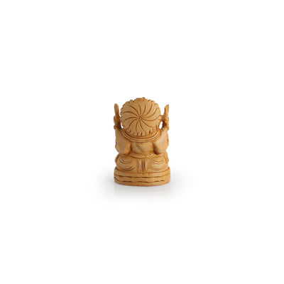 Divine Ganesha' Idol Decorative Showpiece Figurine (Wooden Hand-Carved, 2.7 Inches)