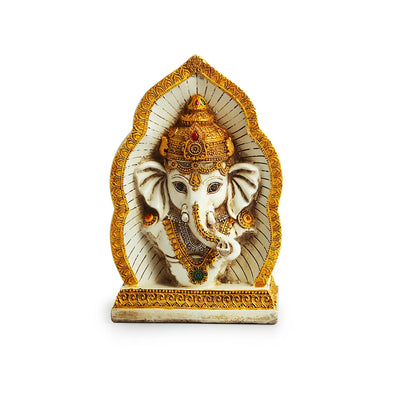 'Ganpati Head' Idol Decorative Showpiece Figurine (Resin, Handcrafted, 22.1 cm)