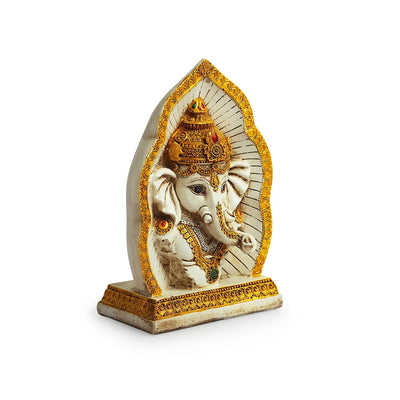 'Ganpati Head' Idol Decorative Showpiece Figurine (Resin, Handcrafted, 22.1 cm)