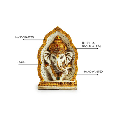'Ganpati Head' Idol Decorative Showpiece Figurine (Resin, Handcrafted, 22.1 cm)