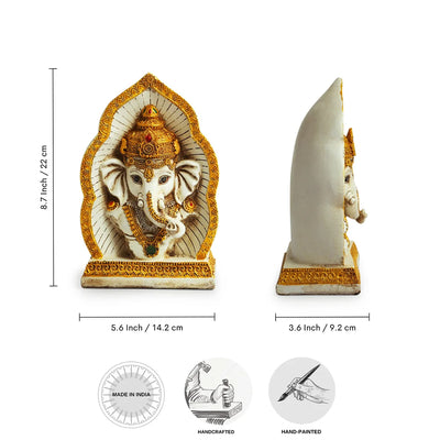 'Ganpati Head' Idol Decorative Showpiece Figurine (Resin, Handcrafted, 22.1 cm)