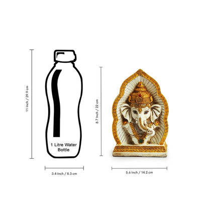'Ganpati Head' Idol Decorative Showpiece Figurine (Resin, Handcrafted, 22.1 cm)