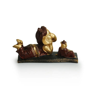 'Reading Ganesha' Idol Decorative Showpiece Figurine (Resin, Handcrafted, 7.7 Inches)