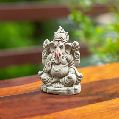 ExclusiveLane 'Spiritual Ganesha' Eco-Friendly Biodegradable Decorative Lord Ganesha Murti (10 Cm, Handmade)