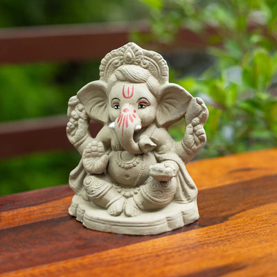 ExclusiveLane 'Spiritual Ganesha' Eco-Friendly Biodegradable Decorative Lord Ganesha Murti (15.6 Cm, Handmade)