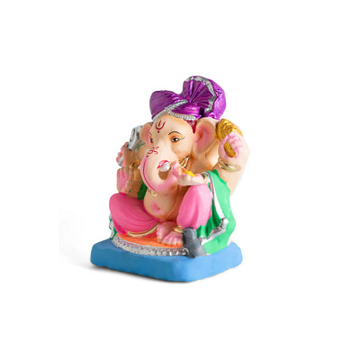 ExclusiveLane 'Spiritual Ganesha' Eco-Friendly Terracotta Decorative Lord Ganesha Murti (16.1 Cm, Handpainted, Multicoloured)