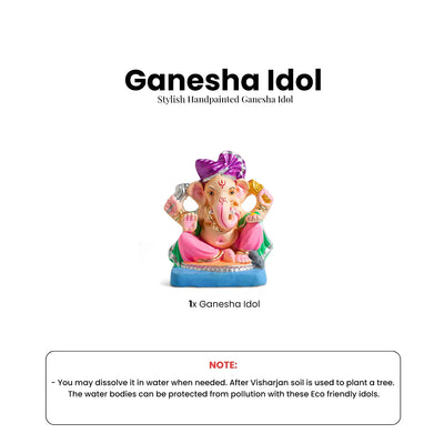 ExclusiveLane 'Spiritual Ganesha' Eco-Friendly Terracotta Decorative Lord Ganesha Murti (16.1 Cm, Handpainted, Multicoloured)