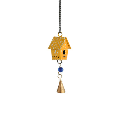 Mini Huts' Kutch Decorative Hanging Wind Chimes (Iron | Yellow | Set of 2)