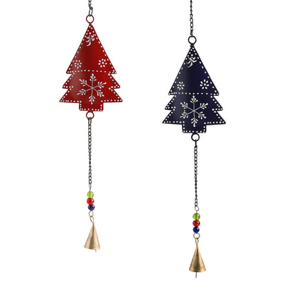 Mini Christmas Trees' Kutch Decorative Hanging Wind Chimes (Iron | Set of 2)