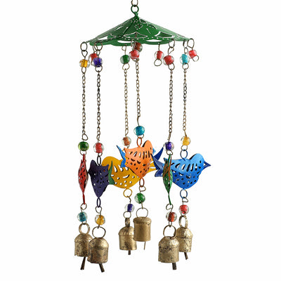 Chirping Birds' Kutch Decorative Hanging Wind Chime (Iron | 6 Bells)
