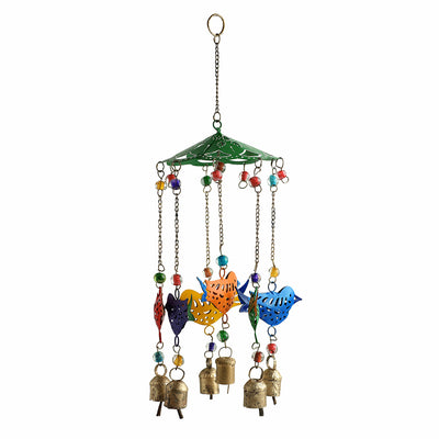 Chirping Birds' Kutch Decorative Hanging Wind Chime (Iron | 6 Bells)