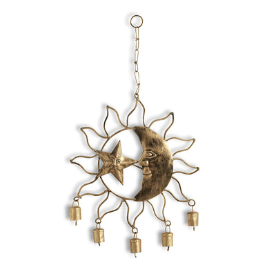 Celestial' Kutch Decorative Hanging Wind Chime (Iron | Golden | 5 Bells)