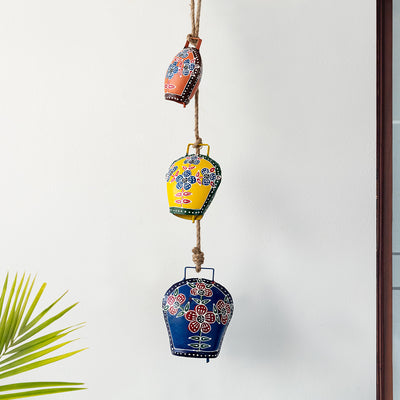 Christmas Bells' Kutch Decorative Hanging Wind Chime (Iron | Multicolour)