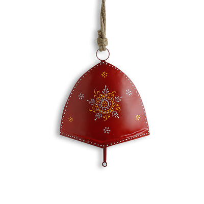 Tribhuj' Kutch Metal Decorative Hanging Wind Chime (Red)