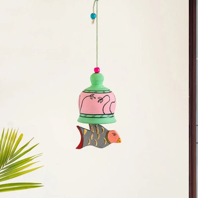 'Flappy Bird' Terracotta Decorative Hanging (Multicolored, Hand-Painted)
