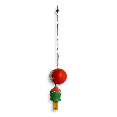 'Warli Bird Tales' Wood & Terracotta Decorative Hanging (Multicolored, Hand-Painted)