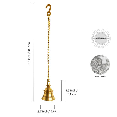 Pavitra Pooja' Decorative Hanging Pure Brass Bell (11 cm, 400 grams, Handcarved)