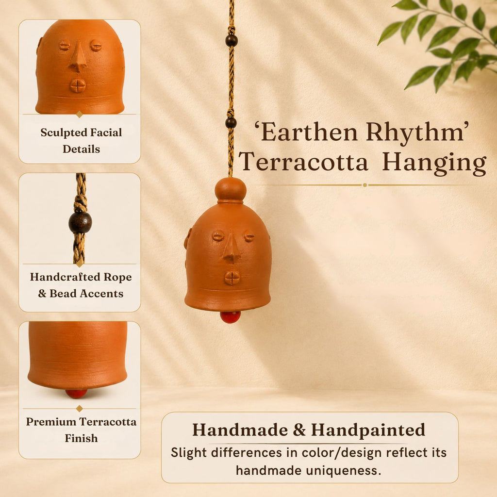 Earthen Rhythm Terracotta Decorative Hanging (12.5 cm, Handmade)