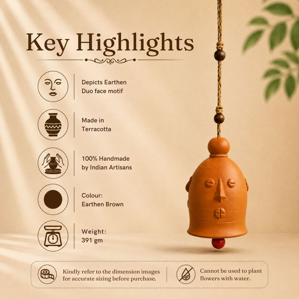 Earthen Rhythm Terracotta Decorative Hanging (12.5 cm, Handmade)