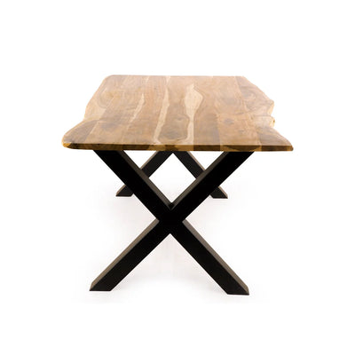 Raw Edges' Handcrafted Natural Live Edge Dining Table In Acacia Wood (6 Seater | Natural Finish)