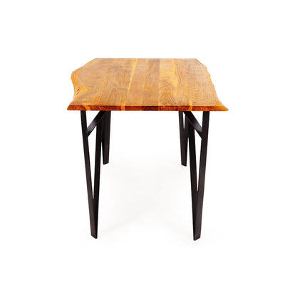 Raw Edges' Handcrafted Natural Live Edge Dining Table In Acacia Wood (4 Seater | Honey Finish)