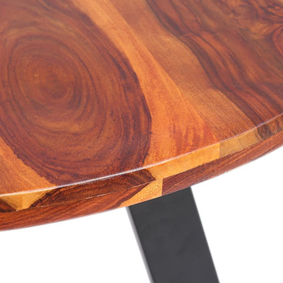 Round Edges' Handcrafted Dining Table In Sheesham Wood (4 Seater | Teak Finish)