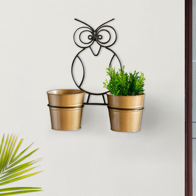 The Owl Buckets' Wall Planter Pots In Galvanized Iron (Set of 2)