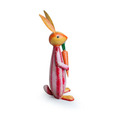 Mr. Rabbit' Handpainted Garden Decorative Showpiece In Metal (13 Inches)