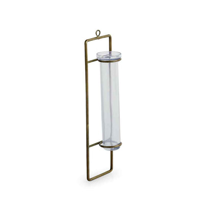 Modern Glass Garden' Test Tube Wall Planter/Vase (10 Inch | Golden)