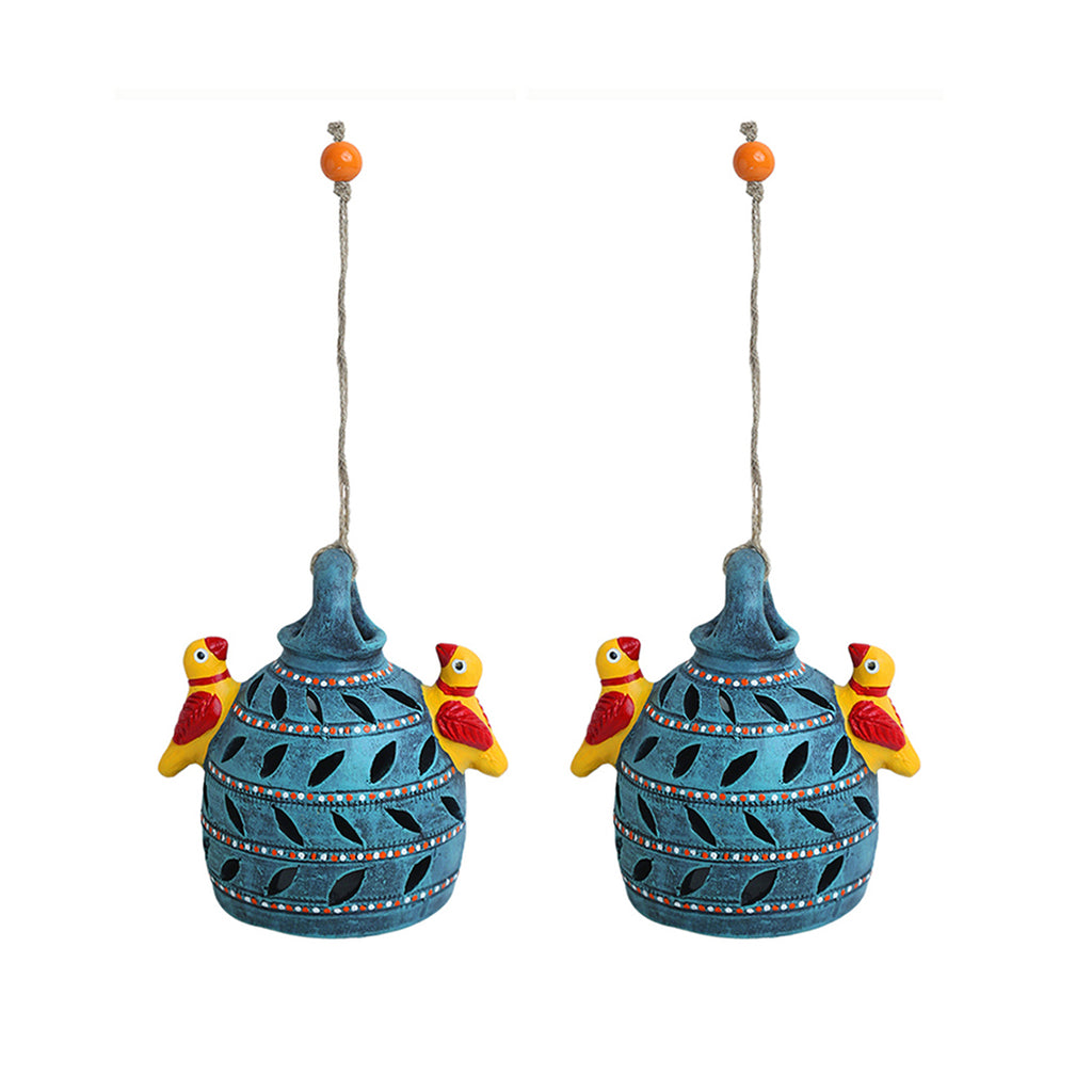 Beautiful Birdies Handmade Terracotta Garden Decorative Hanging (Set Of 2)