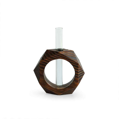 Honeycomb Glass Garden' Test Tube Table Planter/Vase (7 Inch | Dark Brown)