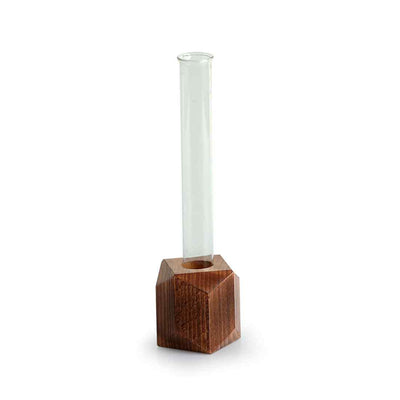 Rhombus Glass Garden' Test Tube Table Planter/Vase (10 Inch | Dark Brown)