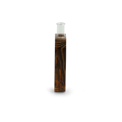 Rectangular Glass Garden' Test Tube Table Planter/Vase (8 Inch | Dark Brown)