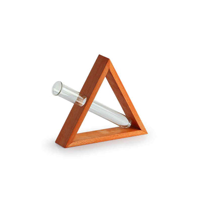 Tilted-Triangle Glass Garden' Test Tube Table Planter/Vase (8 Inch | Orange)