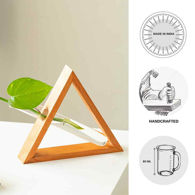 Tilted-Triangle Glass Garden' Test Tube Table Planter/Vase (8 Inch | Orange)