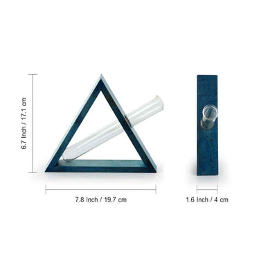 Tilted-Triangle Glass Garden' Test Tube Table Planter/Vase (8 Inch | Blue)