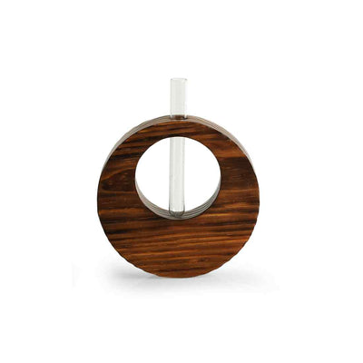 Pine Ring Glass Garden' Test Tube Table Planter/Vase (9 Inch | Dark Brown)