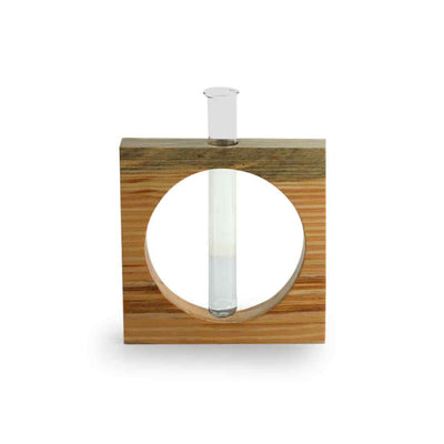 Carved Circle Glass Garden' Test Tube Table Planter/Vase (9 Inch | Light Brown)