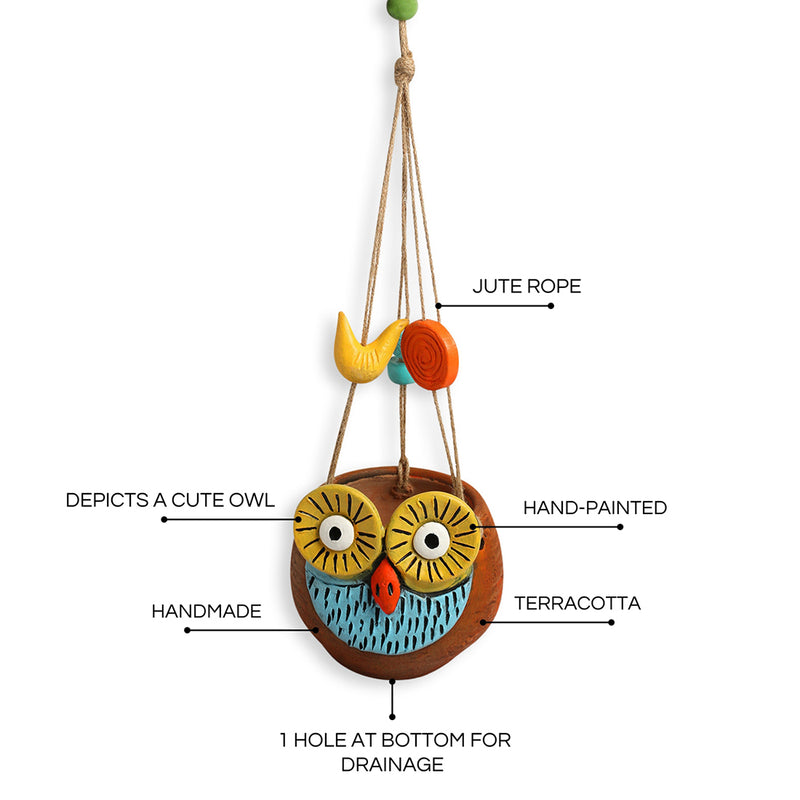 owl hanging planter Night Owl' Hanging Planter Pot In Terracotta (14.2 cm, Handmade & Han – ExclusiveLane