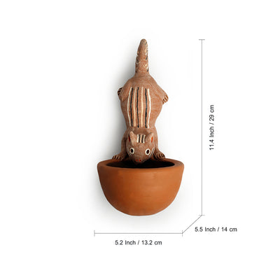 Squeaking Squirrel' Wall Planter Pot In Terracotta (11.4 Inch, Hand-Painted)