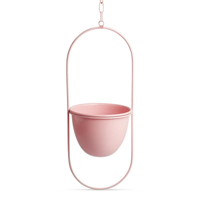 'Petal Pink' Hanging Planter Pot With Holder In Iron (45.5 cm, Handcrafted & Hand-Painted)