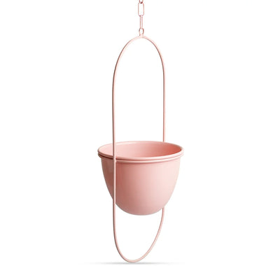 'Petal Pink' Hanging Planter Pot With Holder In Iron (45.5 cm, Handcrafted & Hand-Painted)